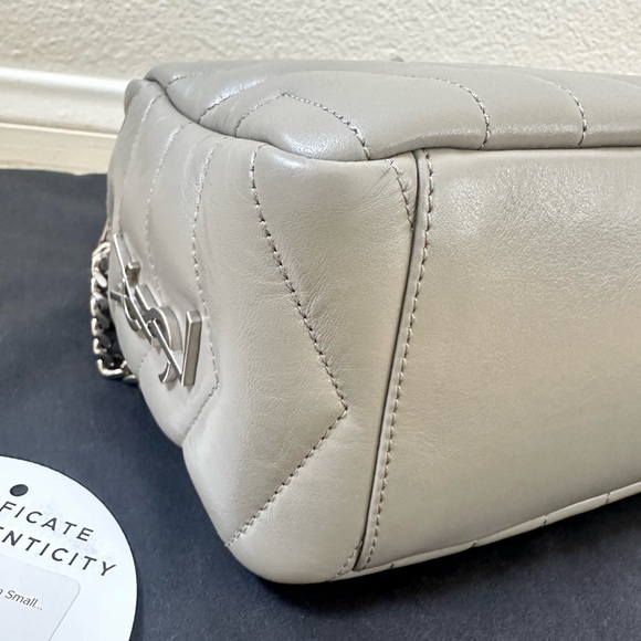 Saint Laurent Calfskin Y Quilted Monogram Small Loulou Bowling Bag Gray - Picture 8 of 11